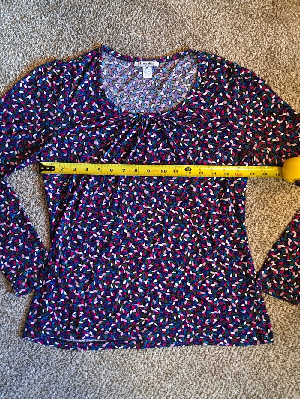 Hampshire Studio Multicolor Geometric Long Sleeve Top Women's Size Medium - Picture 5 of 6